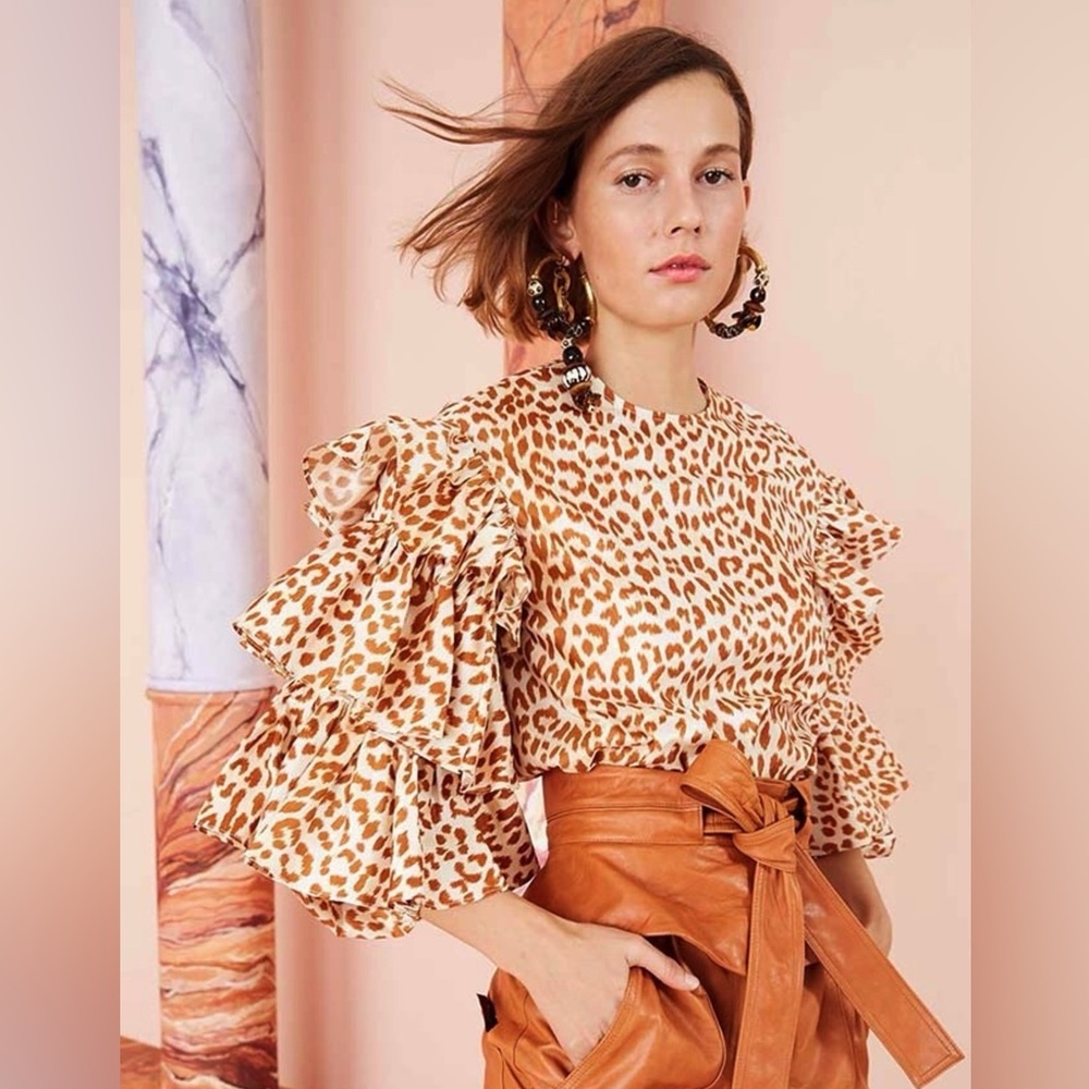 Ulla Johnson Tulia blouse, cheetah, 6
